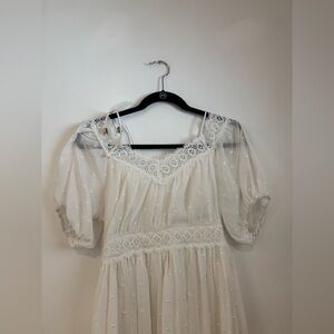 White Lace-Trim Peasant Dress